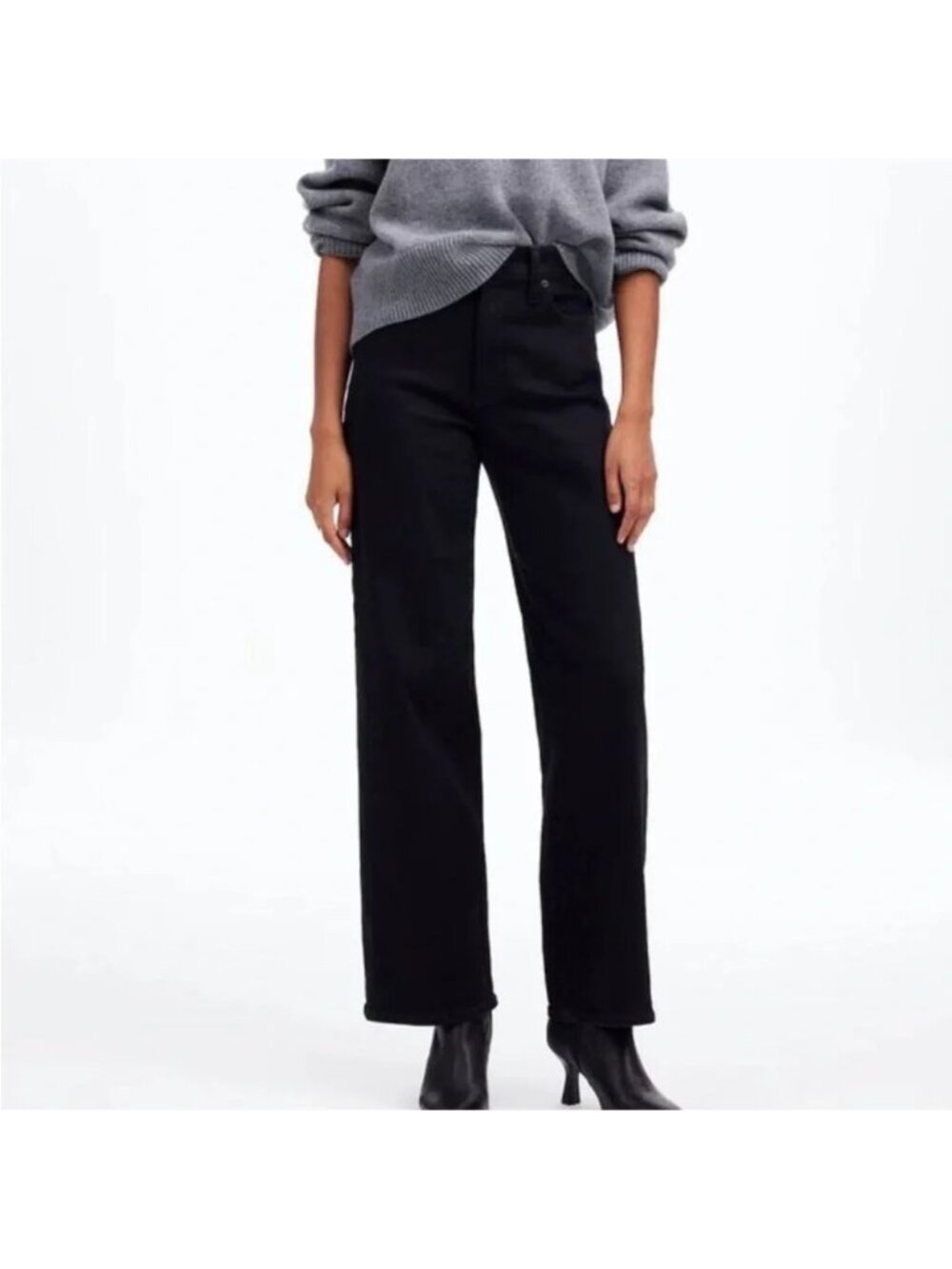 Madewell The Perfect Vintage Wide Leg Jeans High Rise Black Casual Minimalist 25